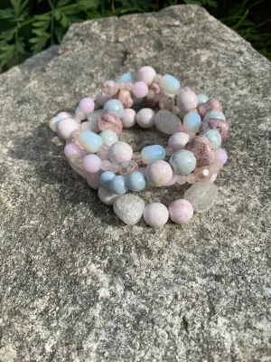 Pink bracelet stack