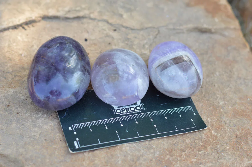 Polished Amethyst Galet / Palm Stones x 20 From Madagascar