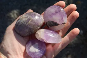 Polished Amethyst Galet / Palm Stones x 20 From Madagascar