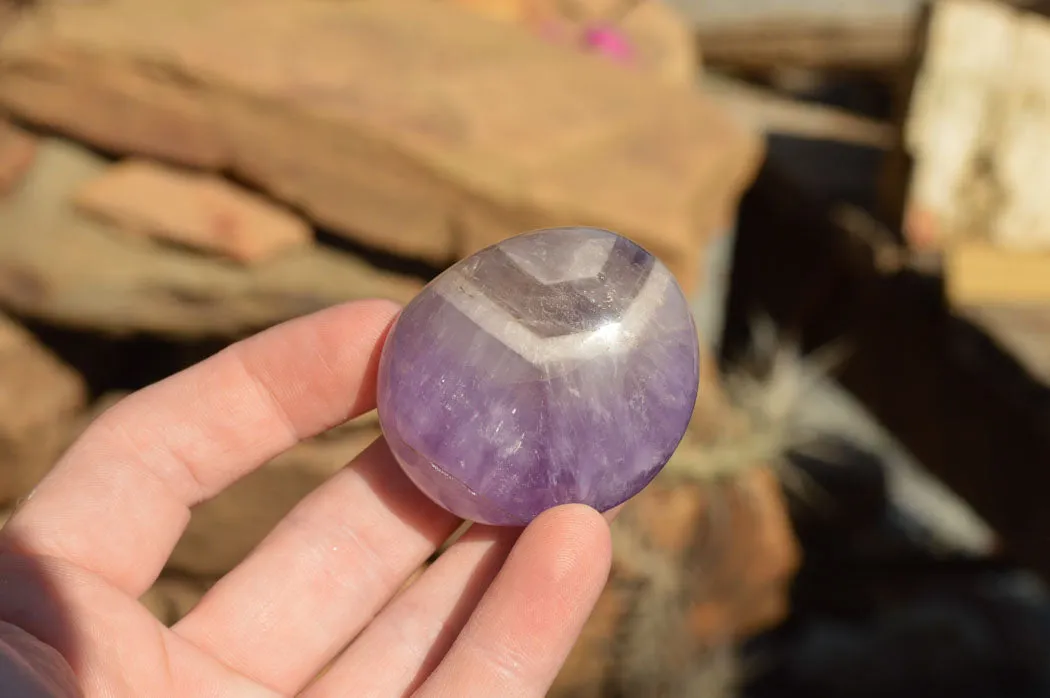 Polished Amethyst Galet / Palm Stones x 20 From Madagascar