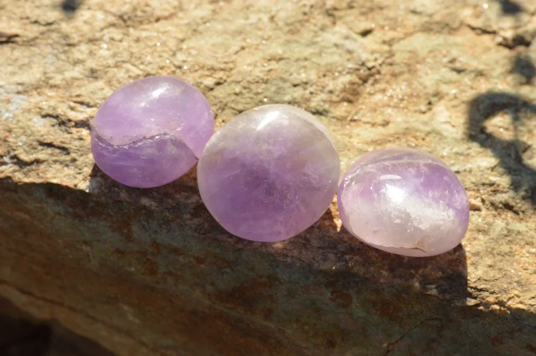 Polished Amethyst Galet / Palm Stones x 20 From Madagascar