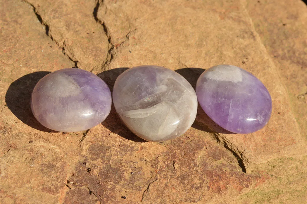 Polished Amethyst Galet / Palm Stones x 20 From Madagascar