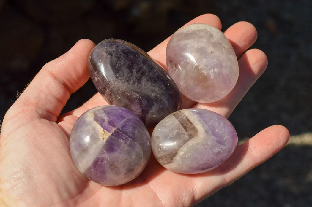 Polished Amethyst Galet / Palm Stones x 20 From Madagascar