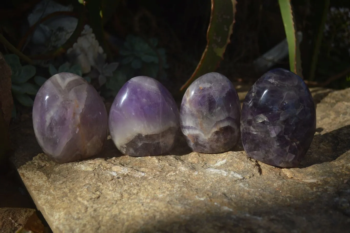 Polished Amethyst Standing Free Forms x 4 From Madagascar
