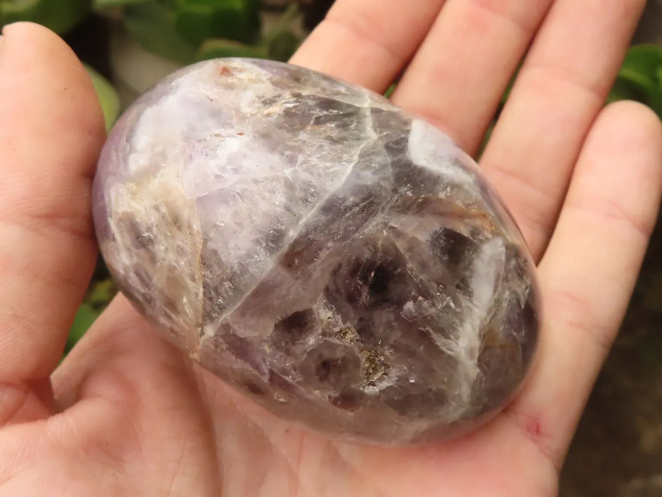 Polished Large Amethyst Galet - Palm Stones x 7 From Madagascar