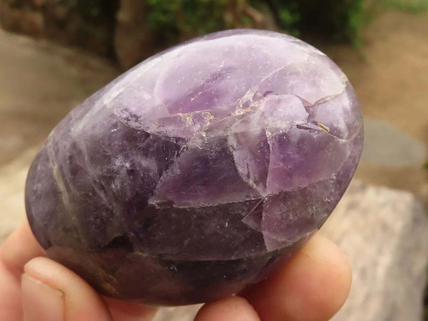 Polished Large Amethyst Galet - Palm Stones x 7 From Madagascar