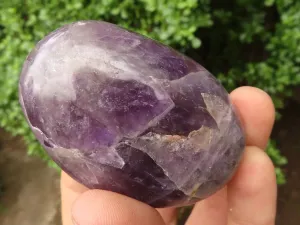 Polished Large Amethyst Galet - Palm Stones x 7 From Madagascar