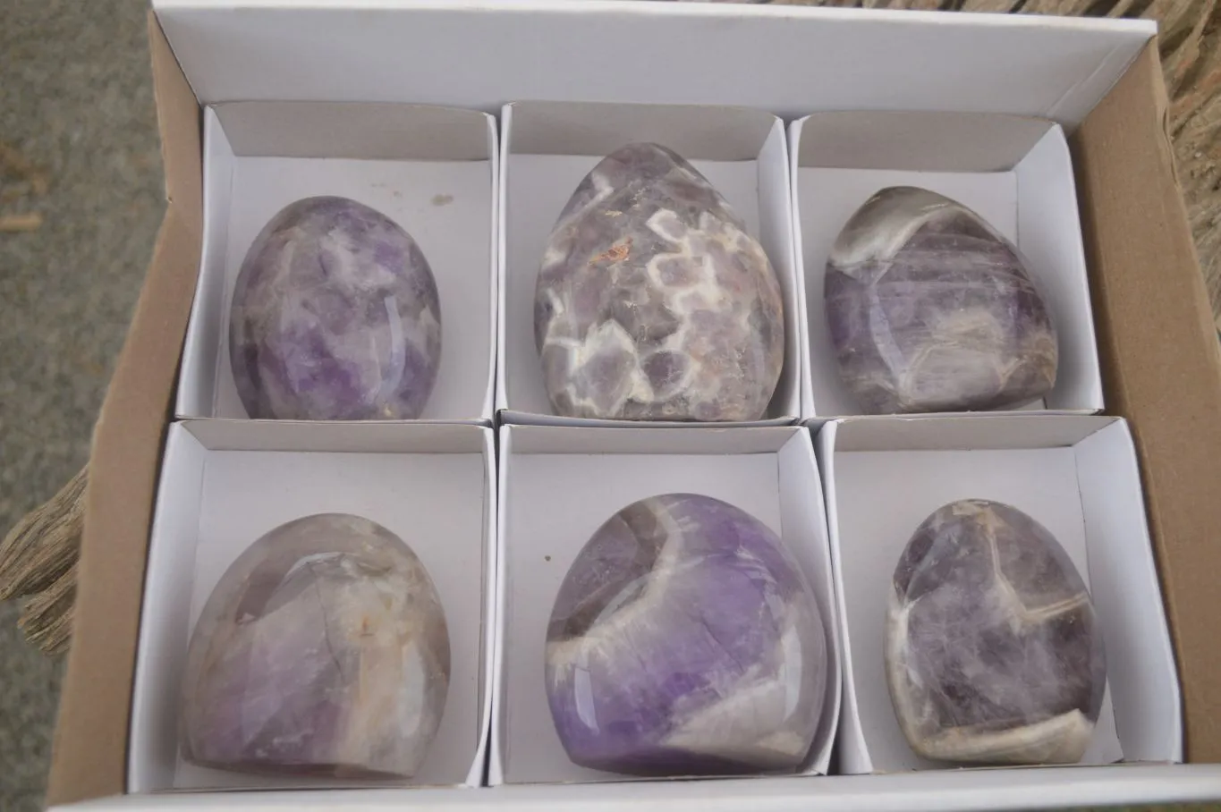 Polished Smokey Dream Amethyst Standing Free Forms x 6 From Madagascar