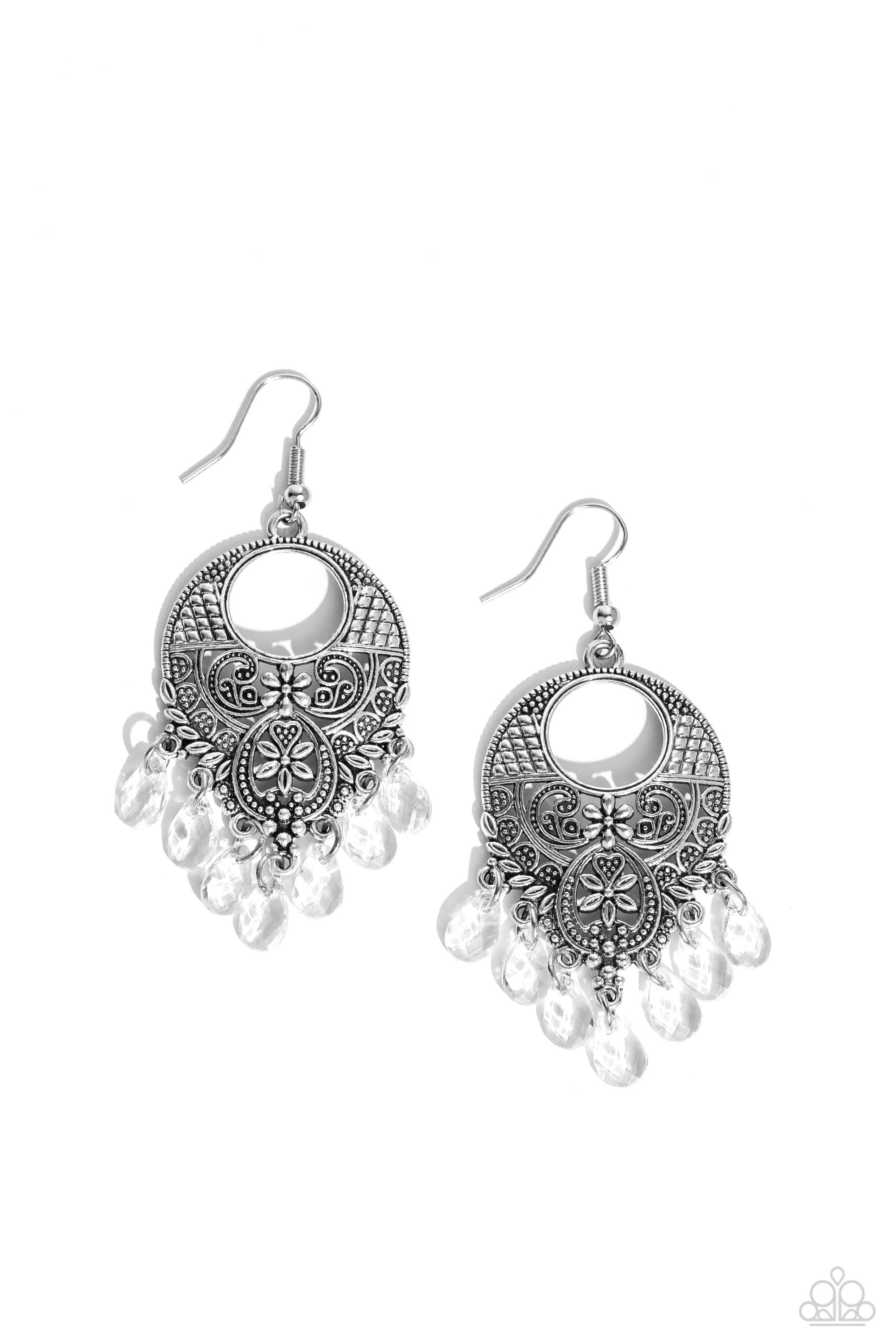 Prismatically Prairie - White Earrings - Paparazzi Accessories