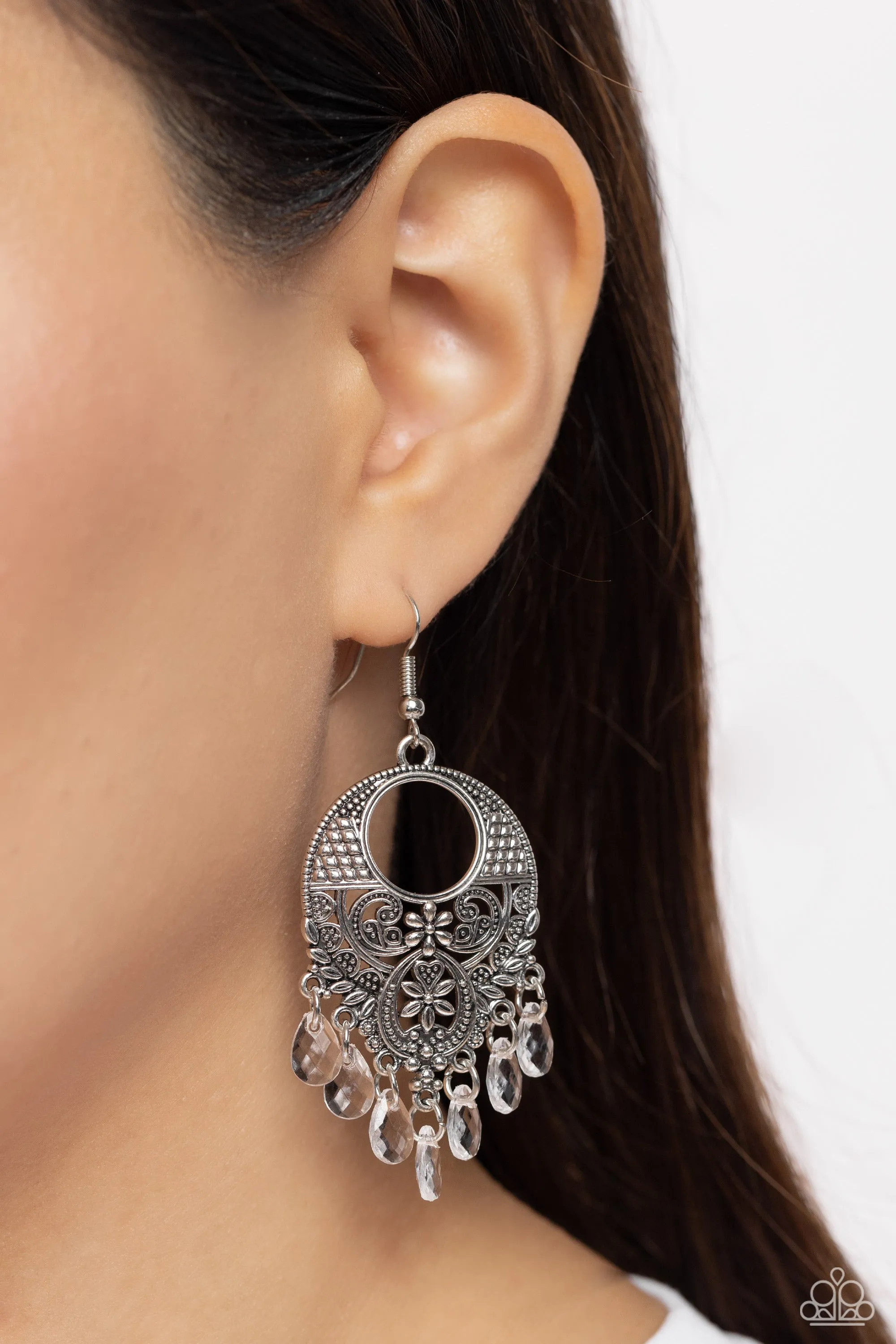 Prismatically Prairie - White Earrings - Paparazzi Accessories