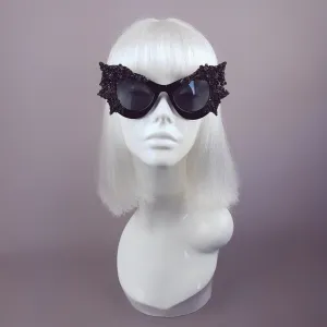 "Eisheth" Black Filigree Bat Catseye Sunglasses