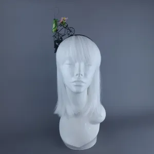 "La Sauterelle" Grasshopper on a Bicycle Filigree Headband