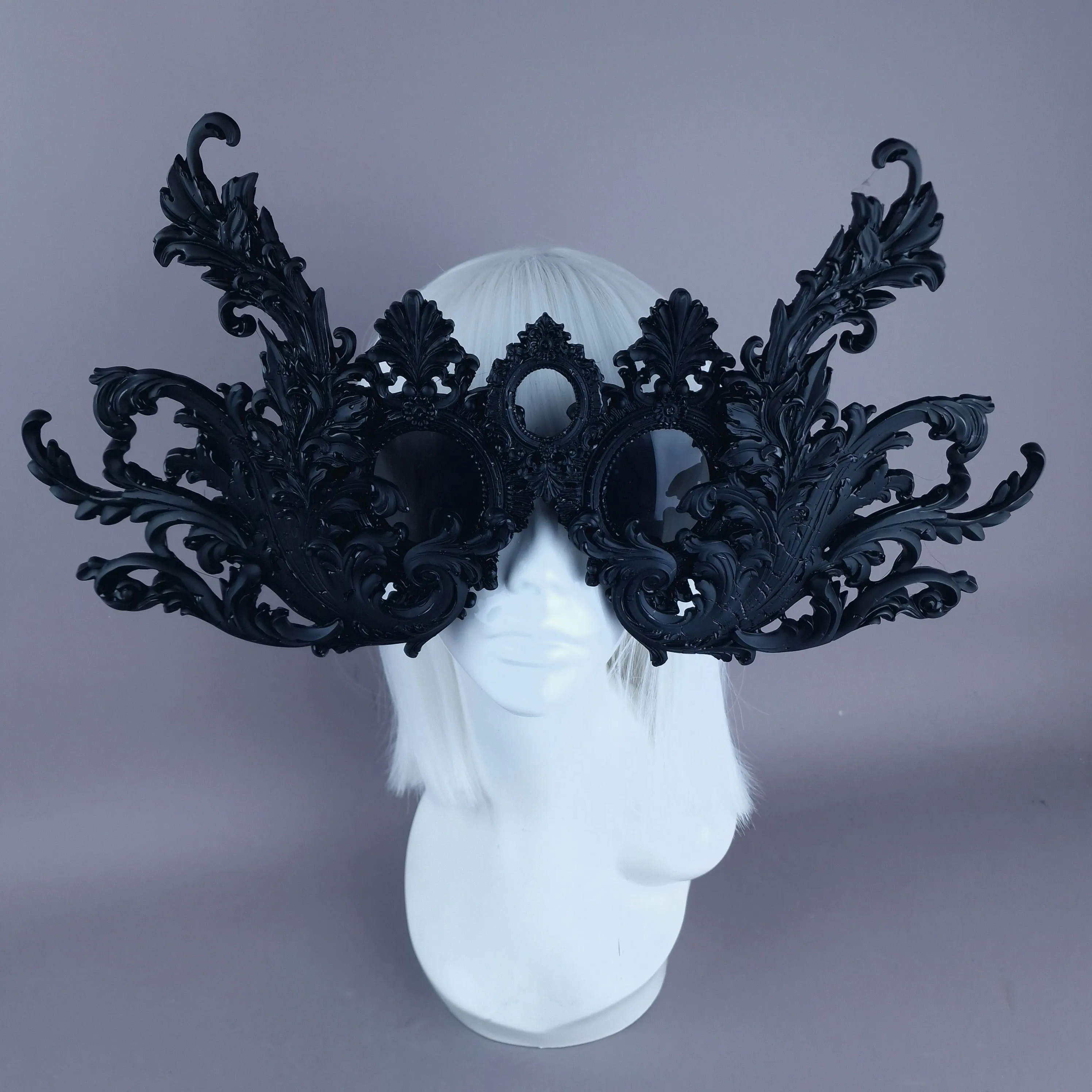 "Monstera" Enormous OTT Black Filigree Sunglasses Mask