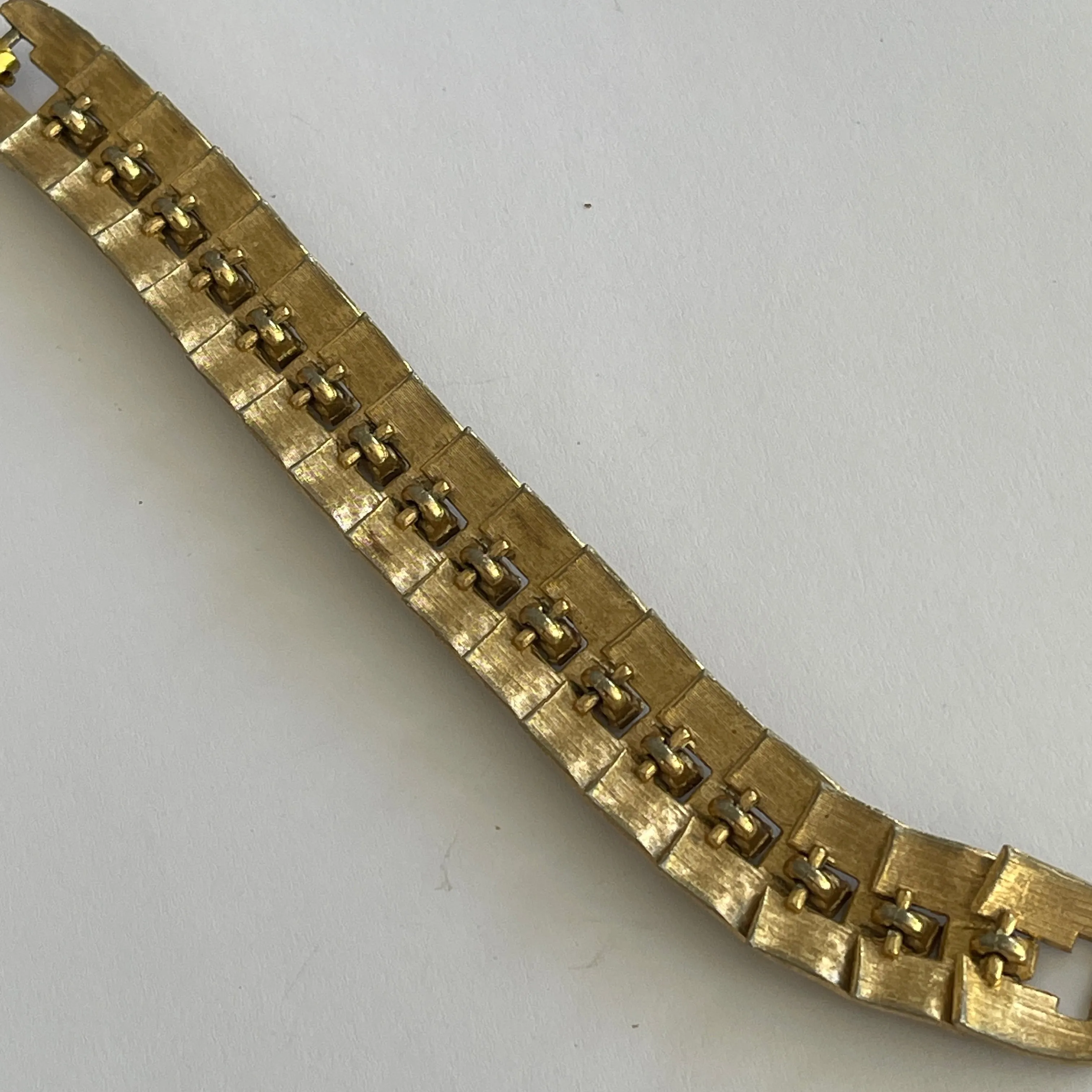 Red Rhinestone Gold Tone Vintage Bracelet