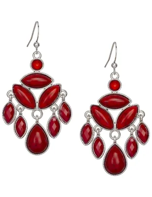 Red Stone Chandelier Earrings