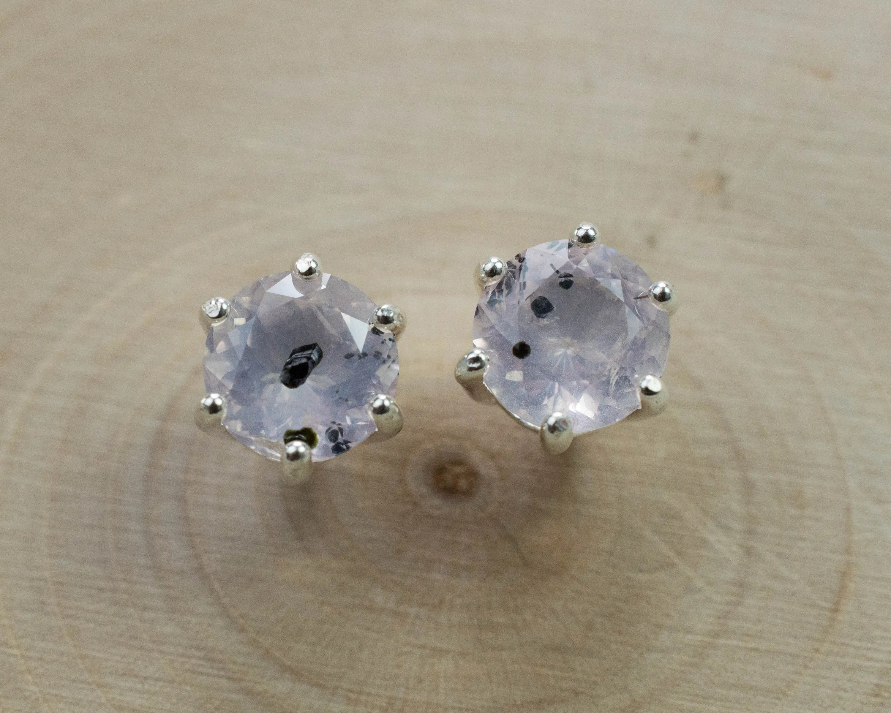Rose Quartz Earrings; Natural Untreated Tanzania Diopside Included Rose Quartz; 2.365cts