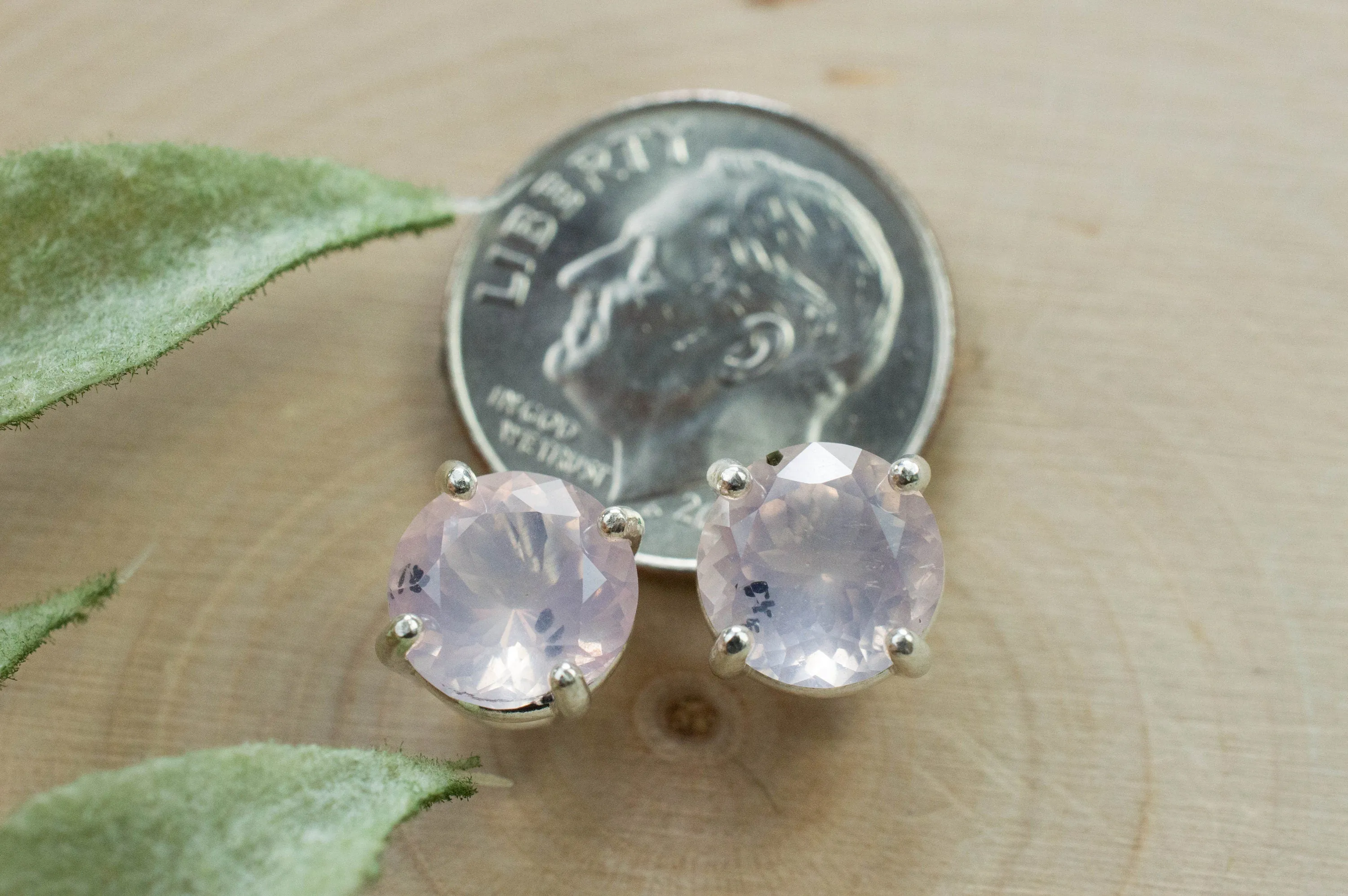 Rose Quartz Earrings; Natural Untreated Tanzania Diopside Included Rose Quartz; 3.215cts