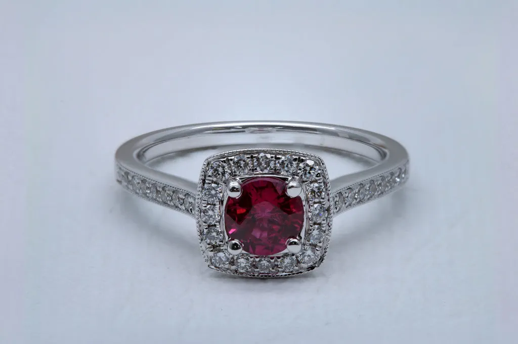Round Cut Ruby Ring