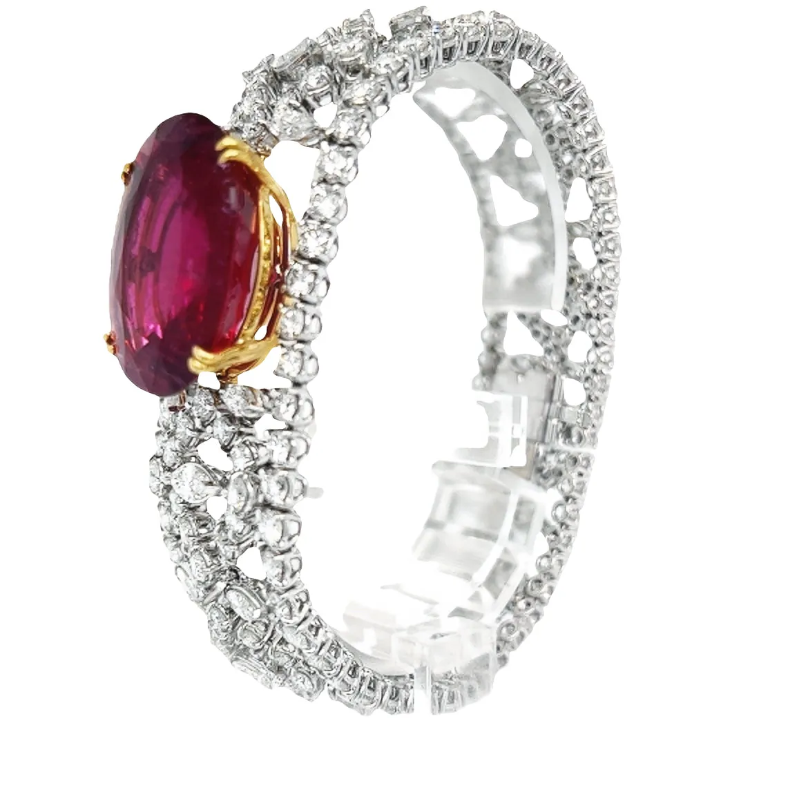 Rubellite and Diamond Bracelet