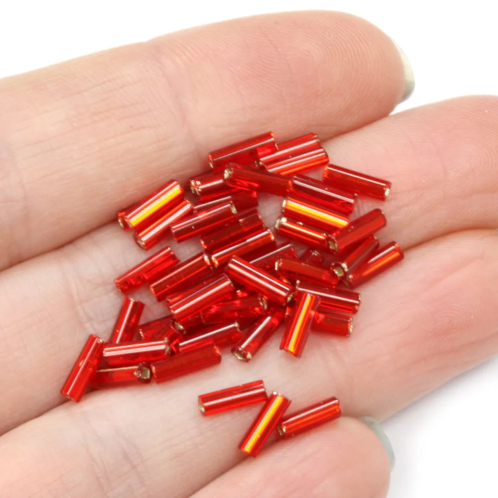 Ruby 6.6mm Bugle Silver Lined - Pack of 5g