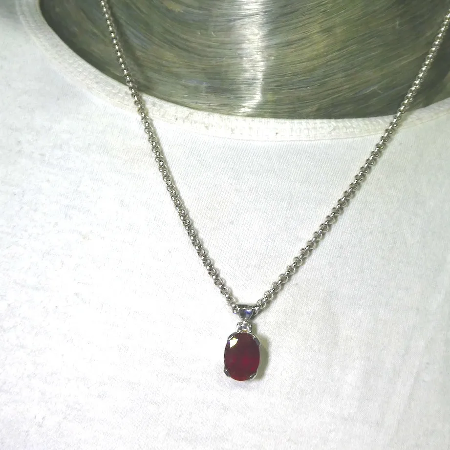 Ruby Pendant, Faceted Oval, 925 Sterling Silver, g1