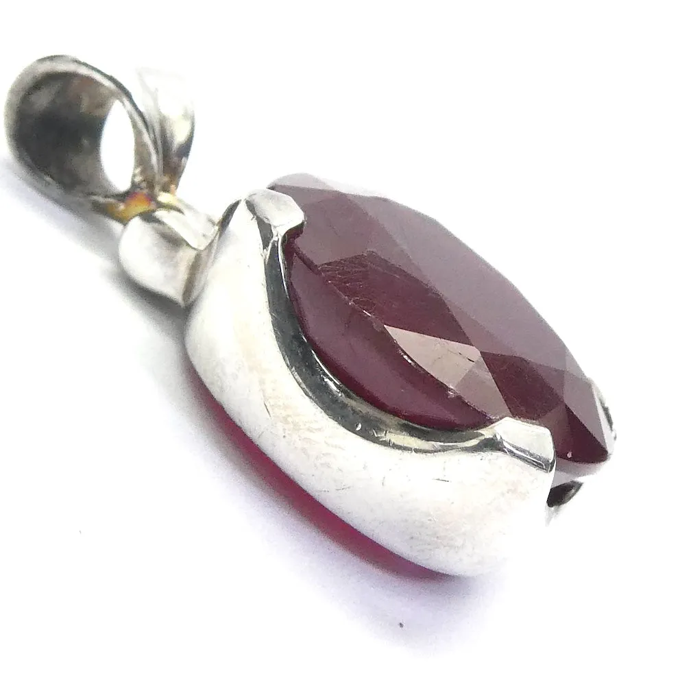 Ruby Pendant, Faceted Oval, 925 Sterling Silver, g2