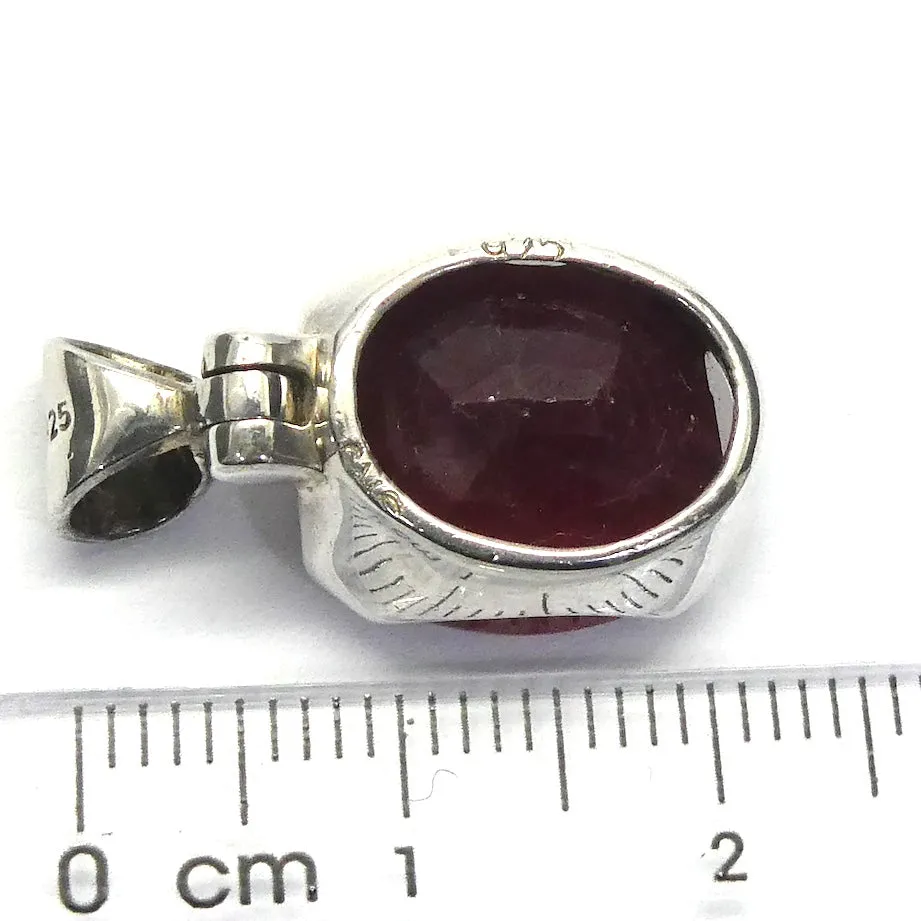 Ruby Pendant, Faceted Oval, 925 Sterling Silver, g2