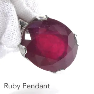 Ruby Pendant, Faceted Oval, 925 Sterling Silver, g2