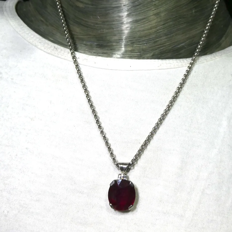 Ruby Pendant, Faceted Oval, 925 Sterling Silver, g2