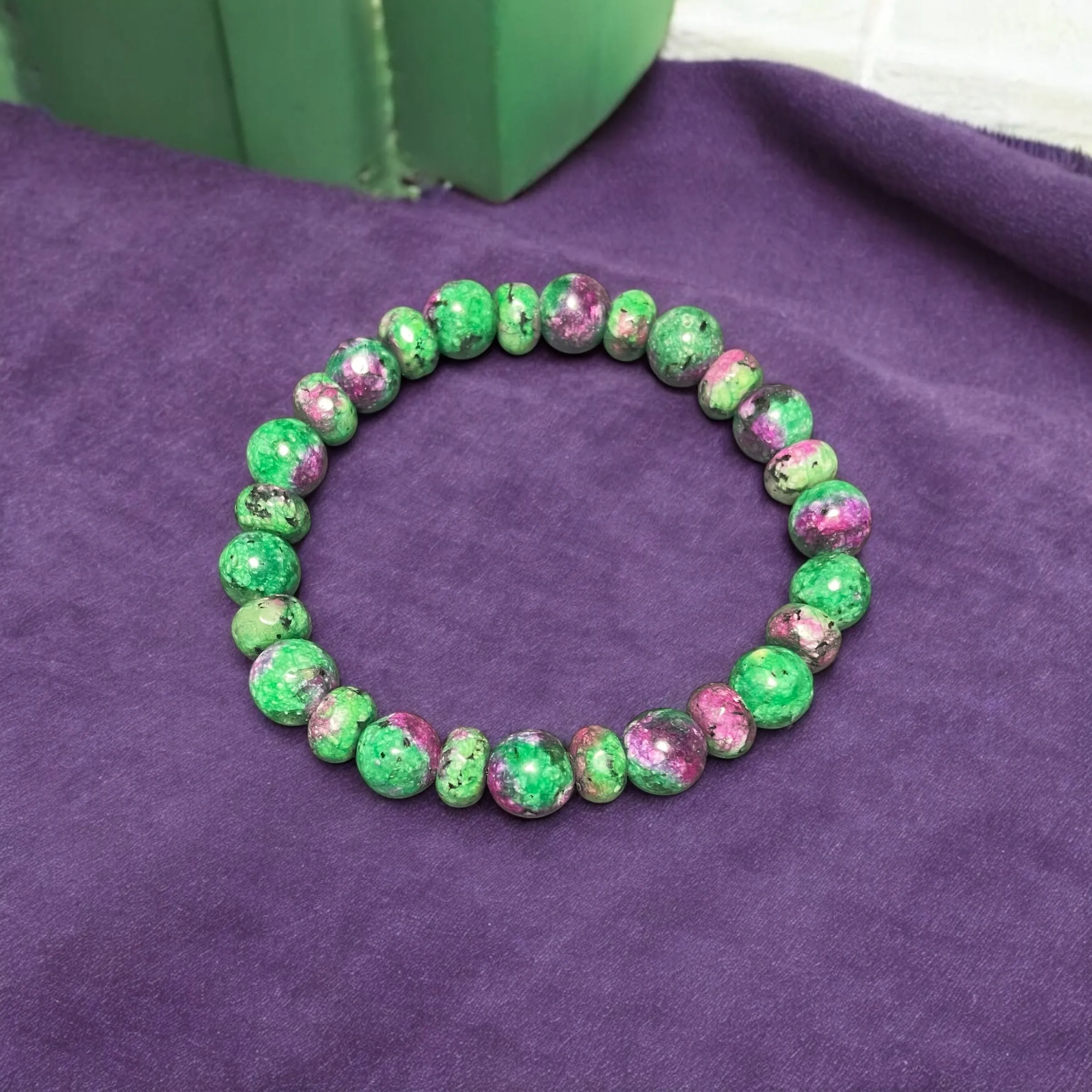 Ruby Zoisite Chunky Beaded Bracelet