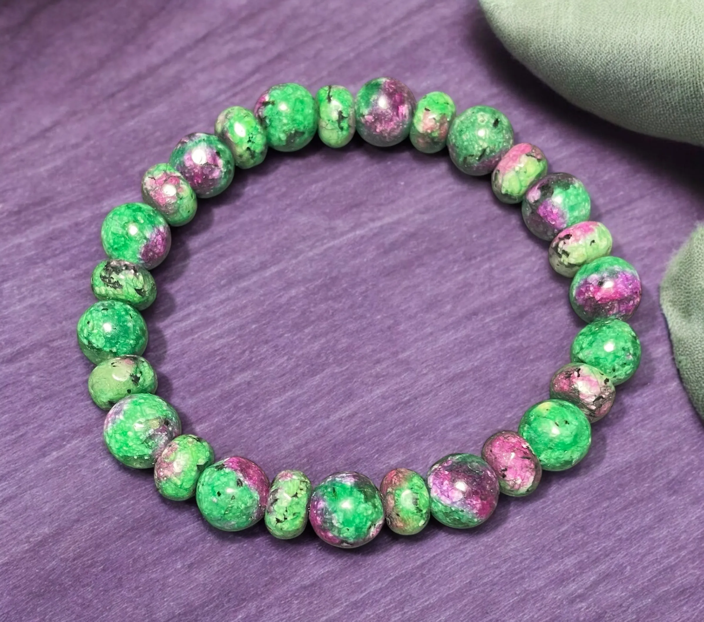 Ruby Zoisite Chunky Beaded Bracelet