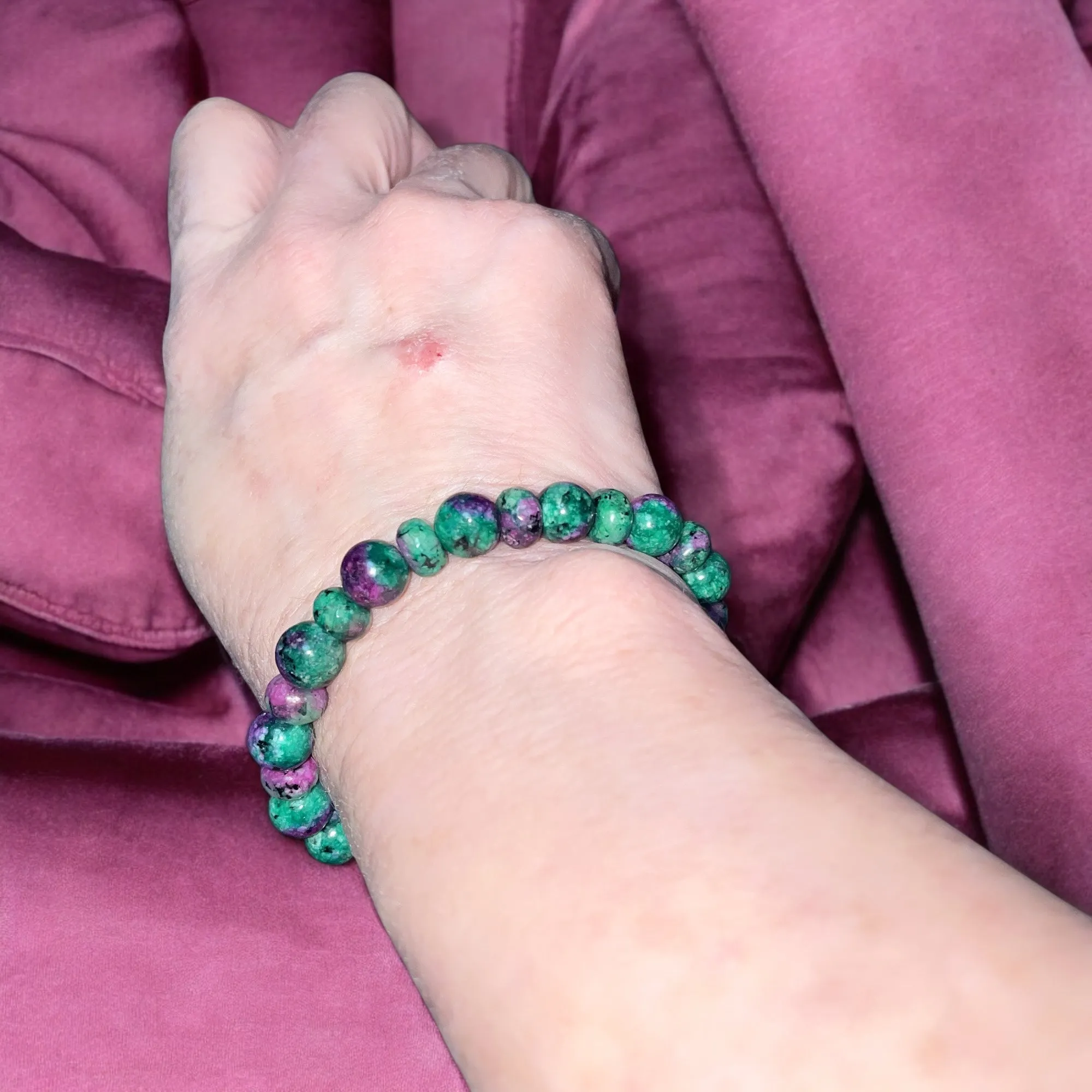 Ruby Zoisite Chunky Beaded Bracelet