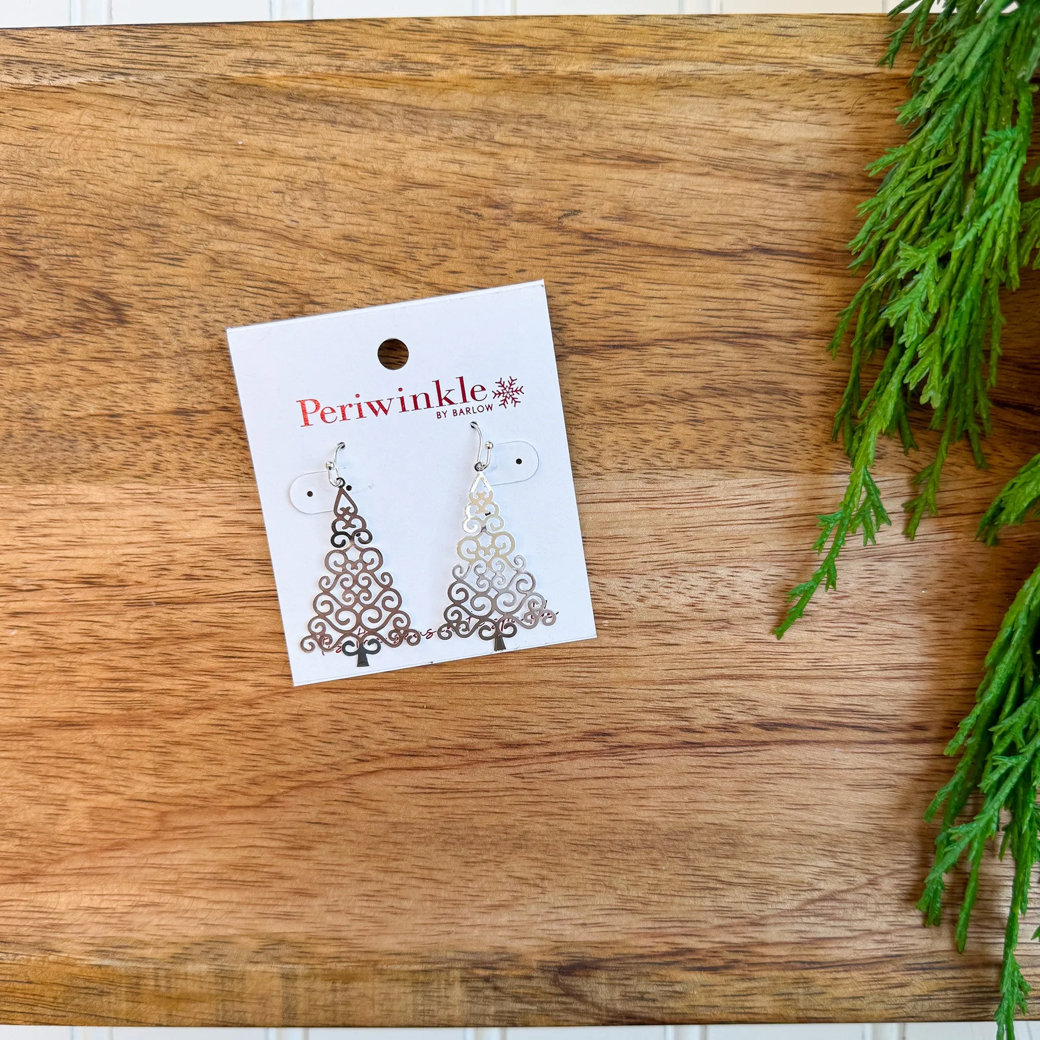 Silver Christmas Tree Earrings