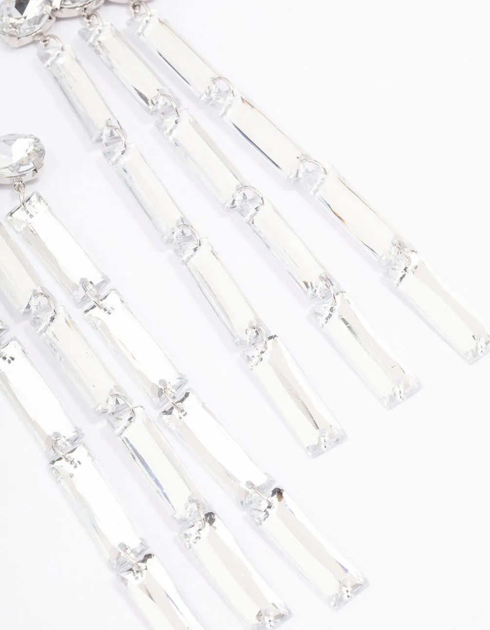 Silver Diamante Drop Chandelier Earrings