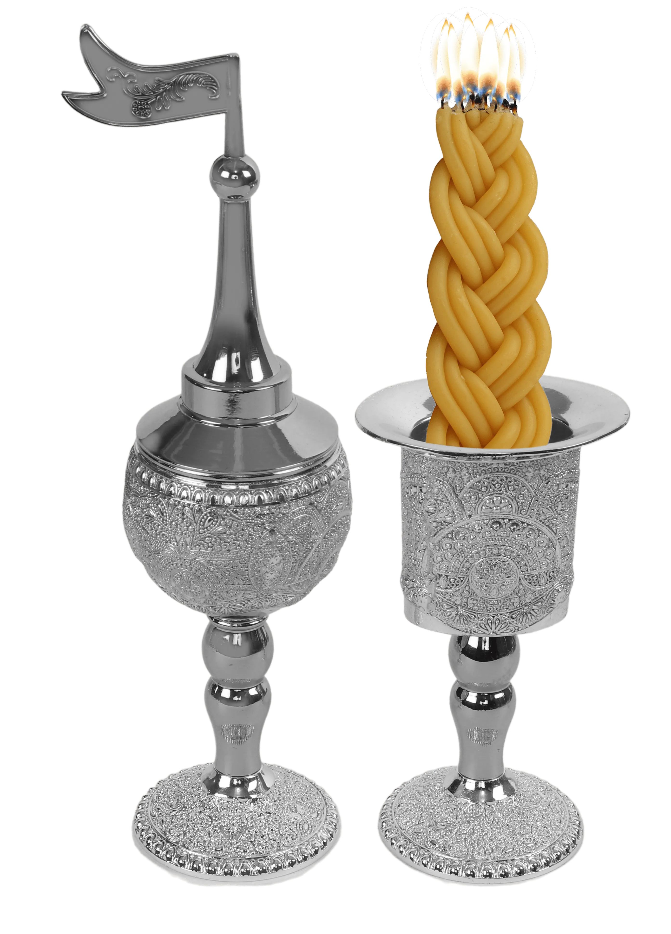 Silver Plated Havdalah Set - Filigree Design
