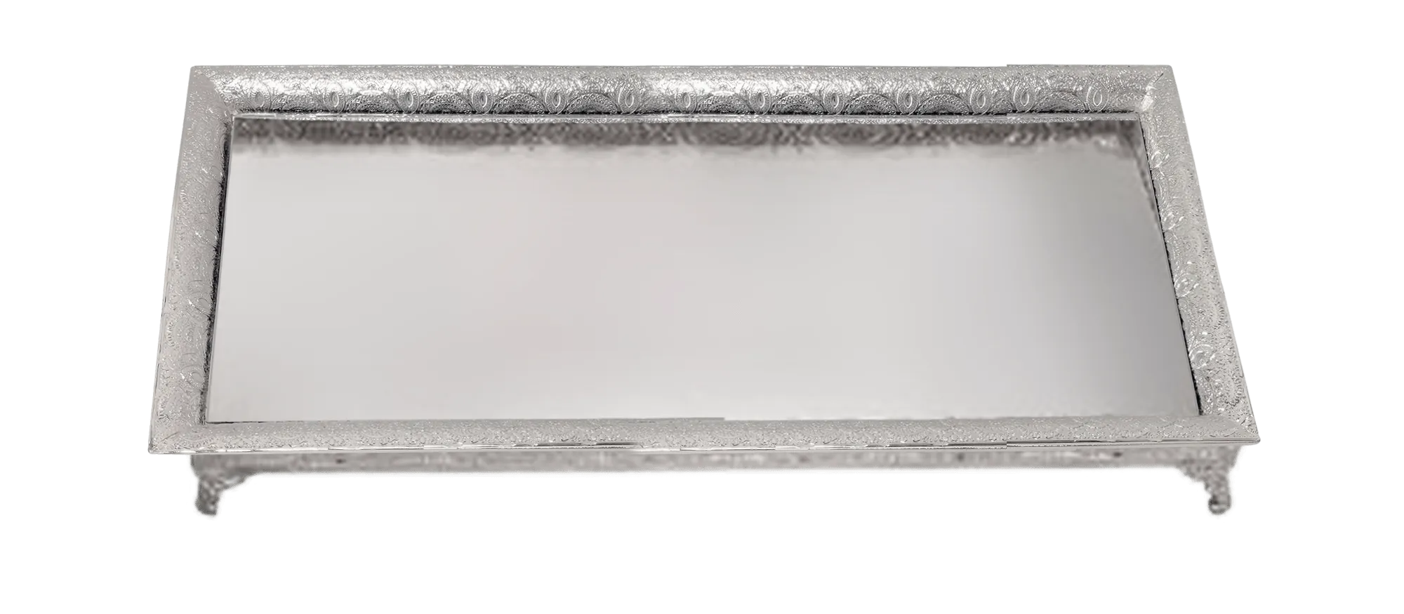 Silver Plated Mirror Tray - Filigree Design 18.5x13"
