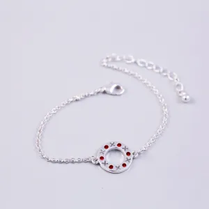Silver Ruby July Birthstone XOXO Circle Bracelet
