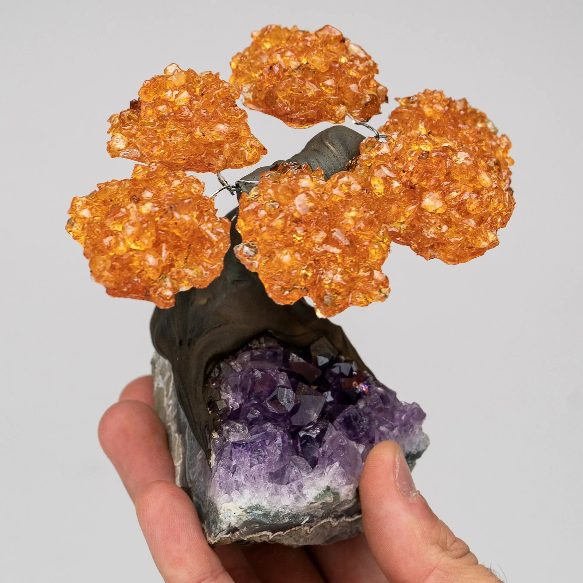 Small - Genuine Citrine Clustered Gemstone Tree on Amethyst Matrix (The Money Tree)