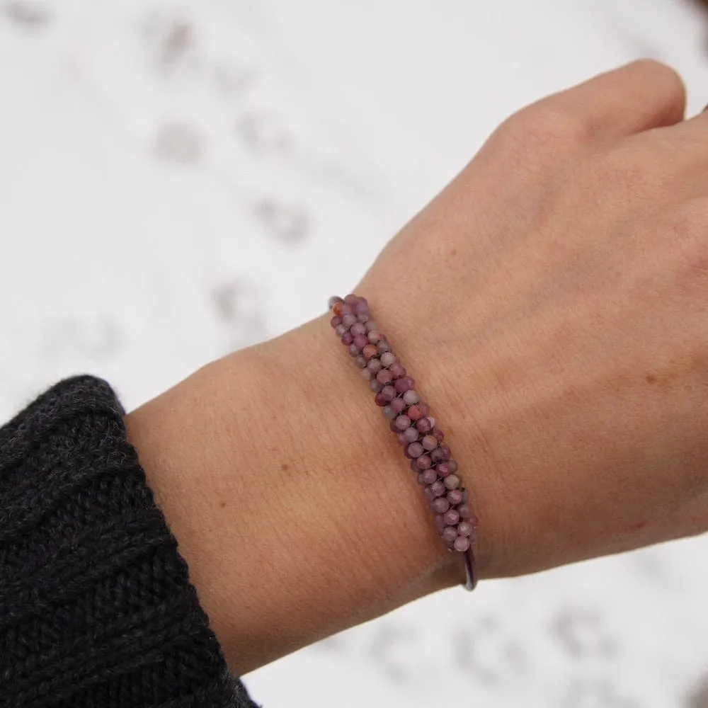Small Rubies Hand Stitched Bracelet