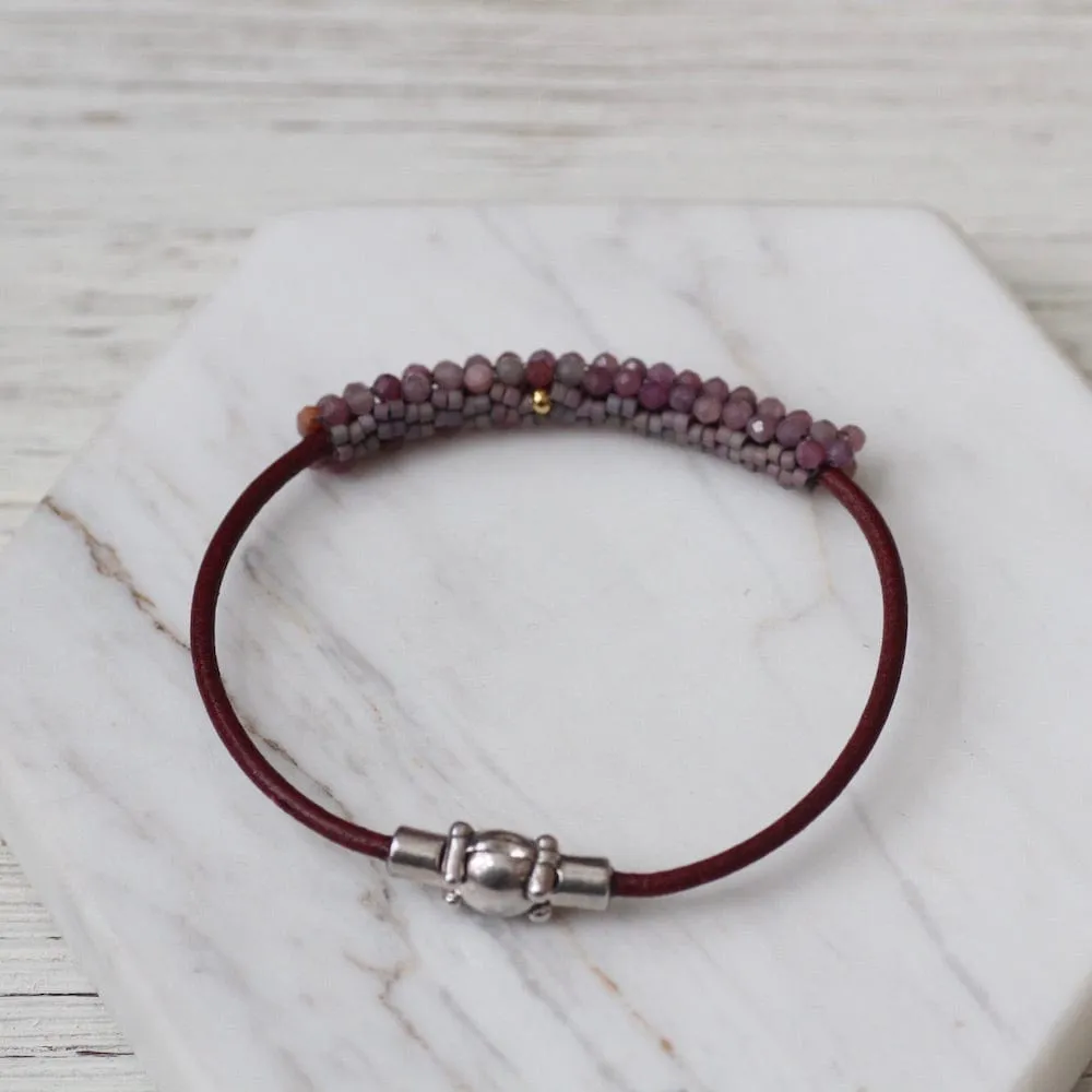 Small Rubies Hand Stitched Bracelet