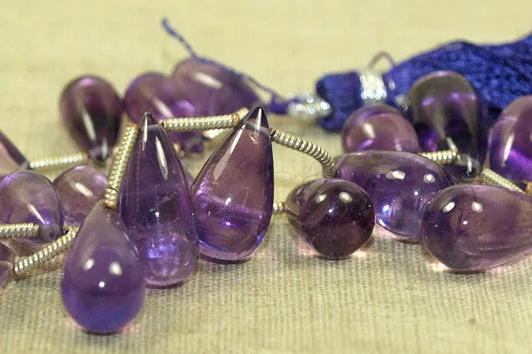 Smooth Amethyst Teardrop beads