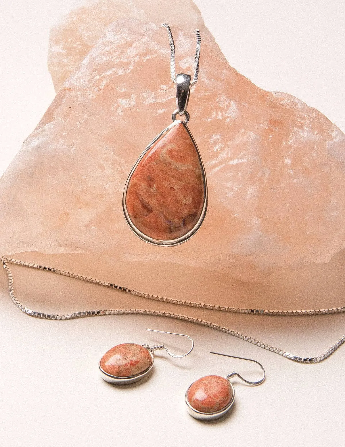 Sponge Coral Necklace and Earring Set