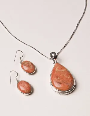 Sponge Coral Necklace and Earring Set