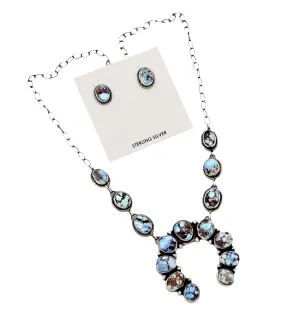 Stamped Sterling Silver Golden Hills Turquoise Naja Necklace & Earring Set