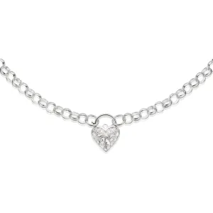 Sterling Silver 45cm Belcher Heart Necklace