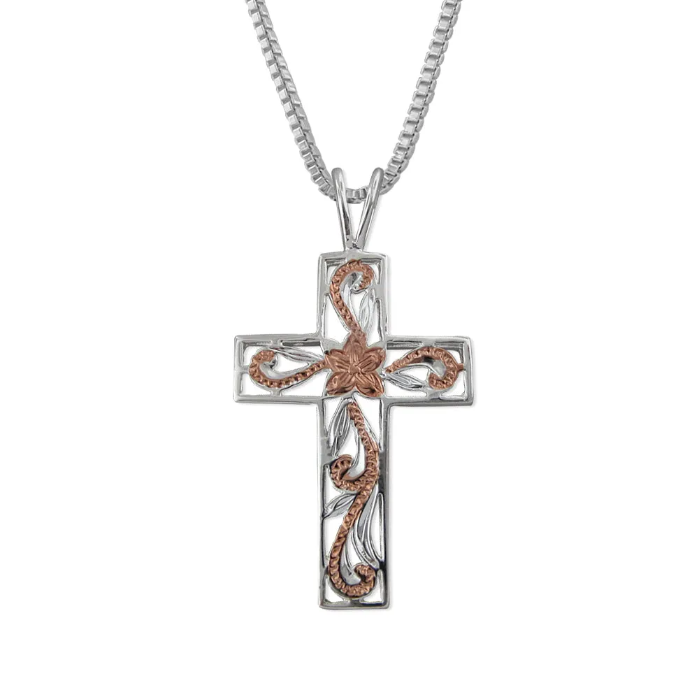 Sterling Silver Filigree Cross Pendant Necklace, 16 2" Extender