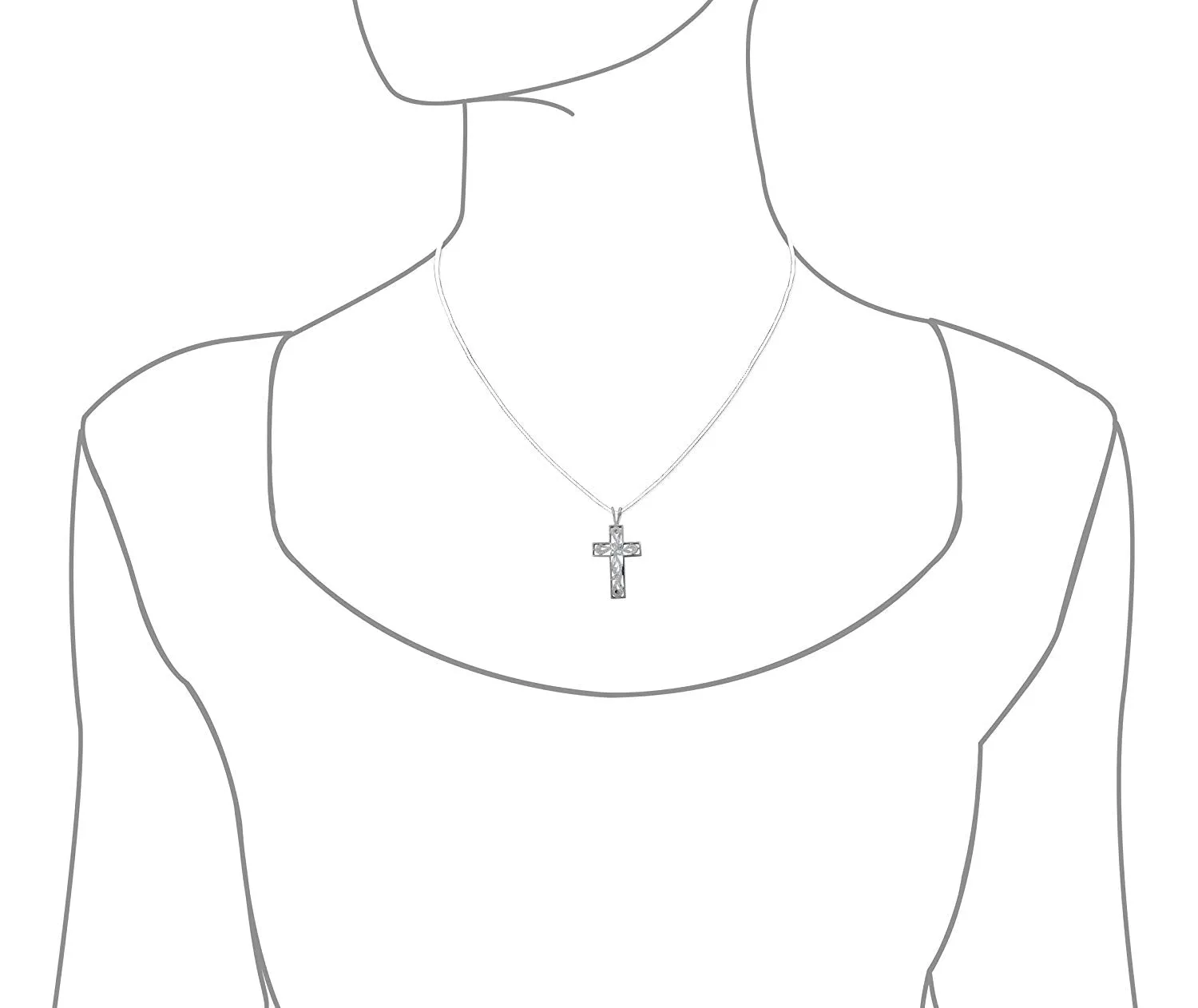 Sterling Silver Filigree Cross Pendant Necklace, 16 2" Extender
