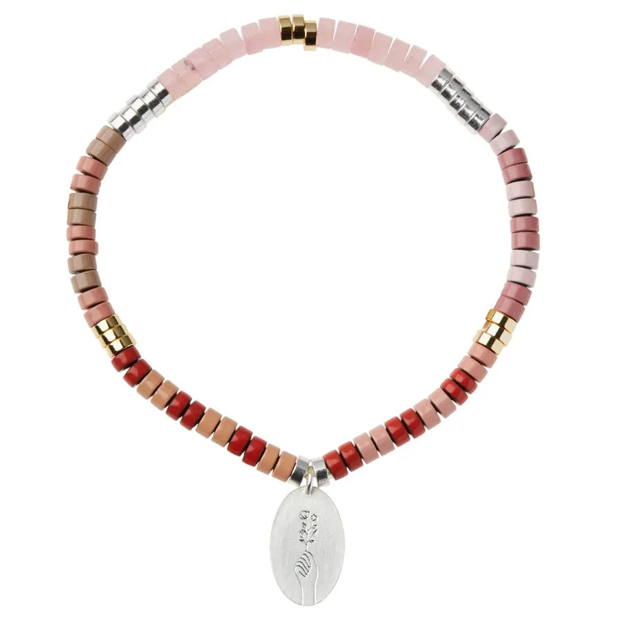 Stone Intention Charm Bracelet - Rose Quartz/Silver