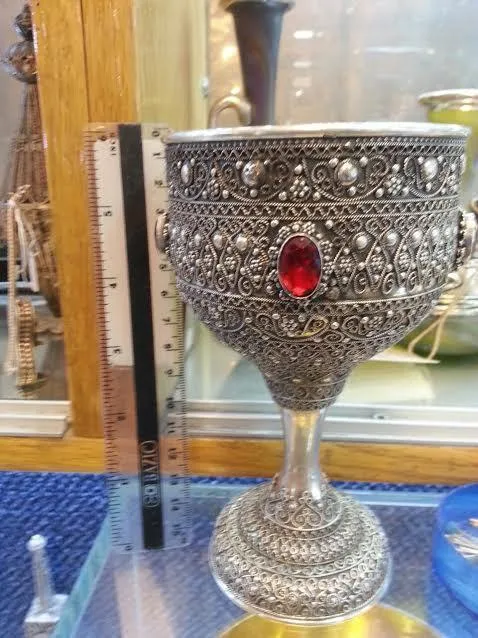 Stunning Silver Filigree Kiddush Wine Cup