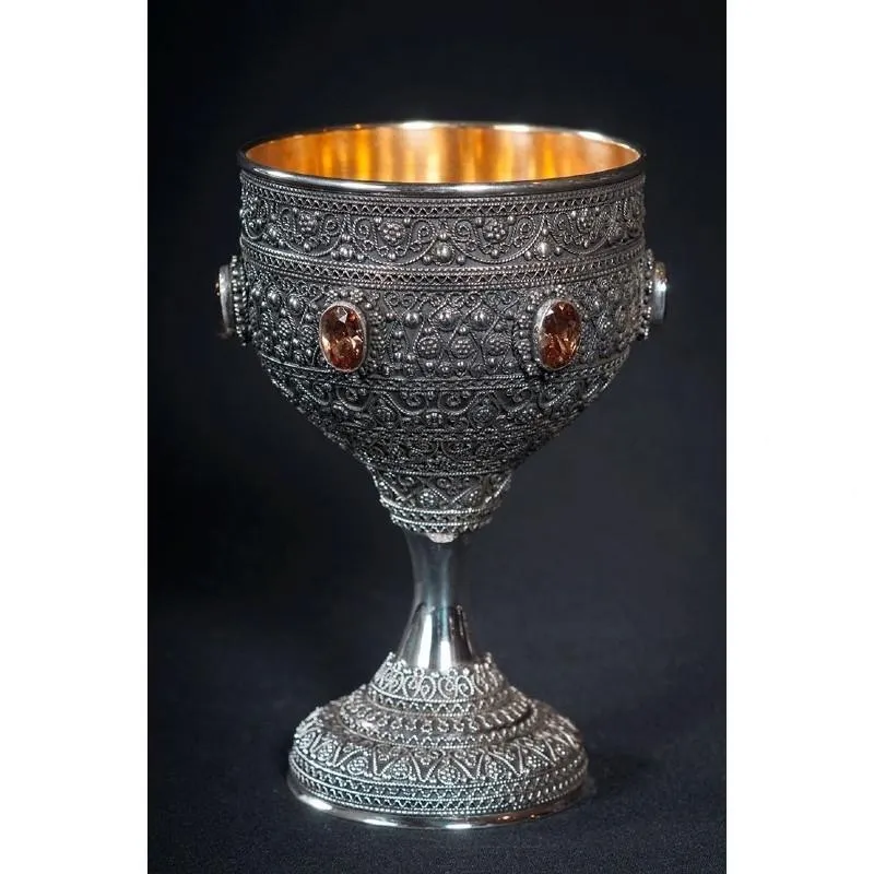 Stunning Silver Filigree Kiddush Wine Cup